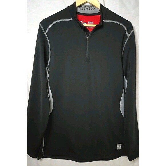 Nike Pro Combat Hyperwarm Dri-Fit Max Fitted Pullover Stretch, Sz XL, Black/Gray - Picture 1 of 10